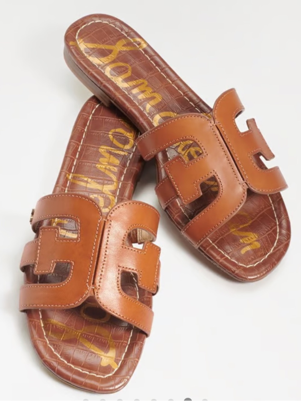 EUC Sam Edelman Bay Slide Sandal Cut Out in Saddle Size 7m Tan